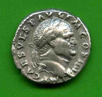 Denar Vespasianus C. 45 Av. IMP CAES VESP AVG PMCOS IIII..jpg