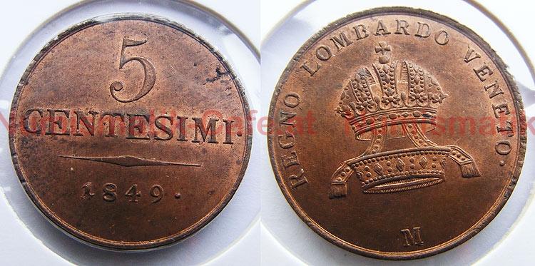 5 Centesimi 1849 M