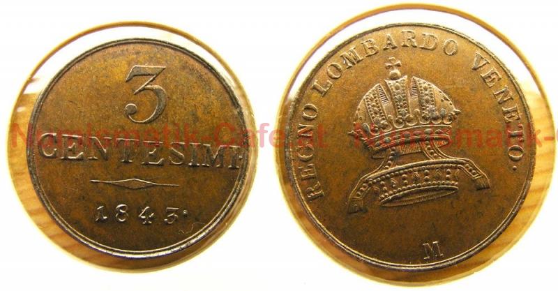 3 Centesimi 1843 M (Mailand)