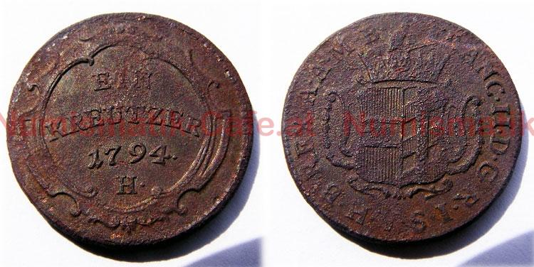 1 Kreuzer 1794 H - großes H