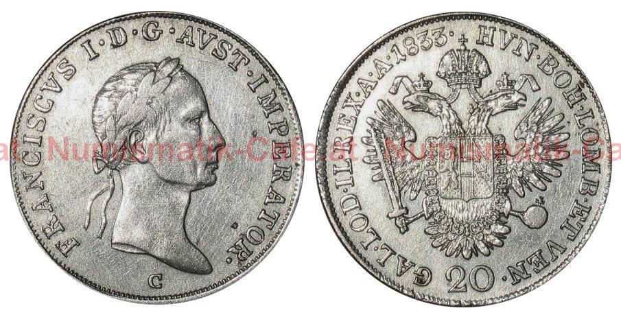 20 Kreuzer 1833 C S#76-3