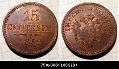 15 Centesimi 1852 V