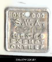 SWA Hundemarke 1953 - 1954