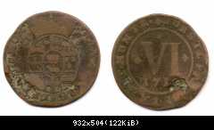 #S253Aa 6 Pfennig 1718 mit Gegenstempelung