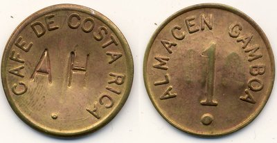 Costa Rica Token Cafe de Costa Rica AH 1 Almacen Rulau 1. #-.jpg