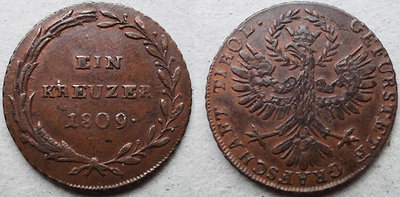 Tirol 1 Kreuzer 1809 Hall , vz. , 4,66g , 50,00.JPG